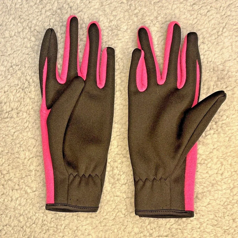 Nike Running Gloves Womens Size‎ Small Black Pink Swoosh Fit Dry Stretch Outdoor